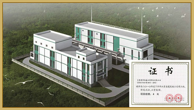 2010年，国内首座智能化变电站——220千伏西泾变电站工程被评为“江苏省建筑施工文明工地”